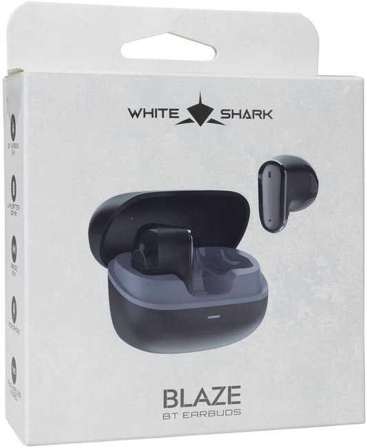 White shark Baltas Shark BLAZE-B GEB-TWS-201 belaidės ausinės, juodos