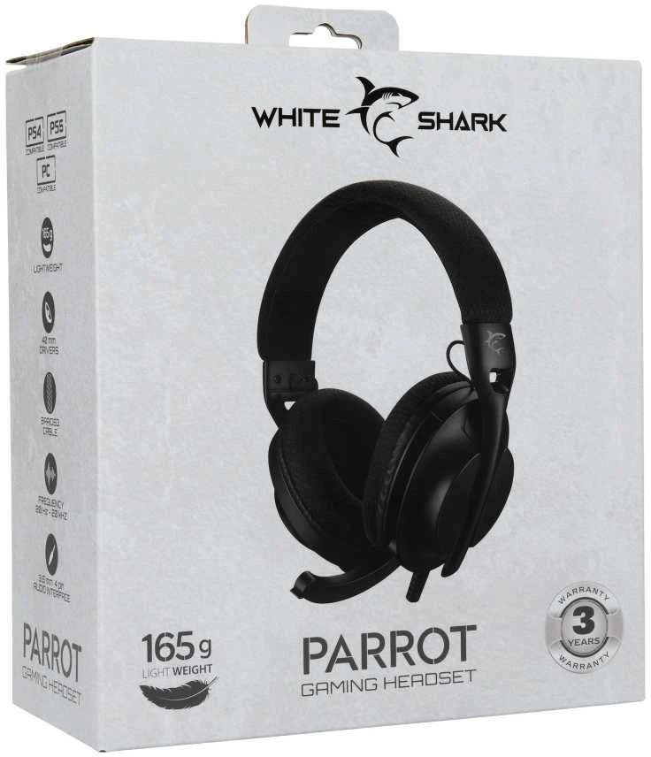 Ausinės White Shark Baltas Shark GH-2440 Parrot Juodas