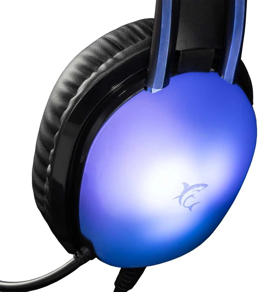 White Shark Baltas Shark Baltas Shark žaidimų ausinės PEACOCK 2, pro PC, PS4/PS5, Mac, juodos spalvos