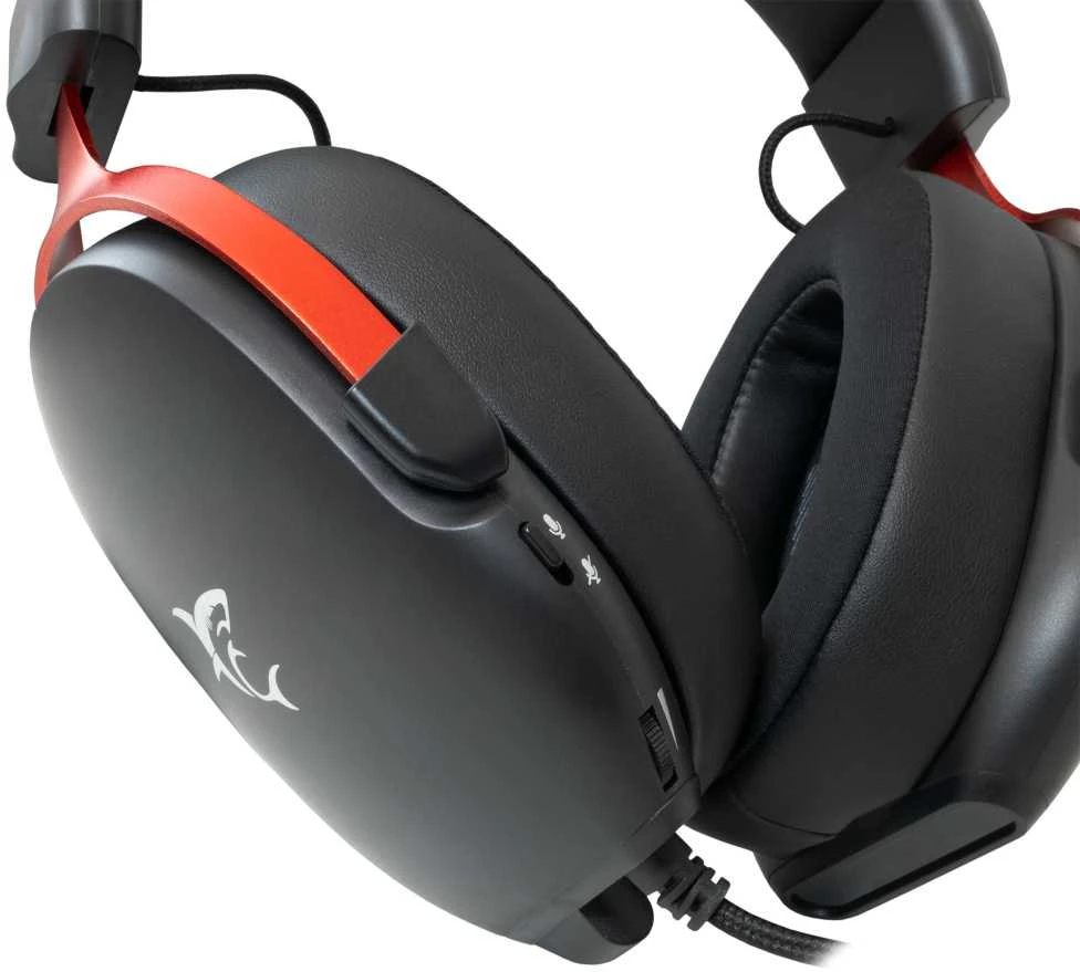 White Shark Baltas Shark Baltas Shark žaidimų ausinės FOX, skirta PC, PS4/PS5, Mac, juodos spalvos (GH-2445)