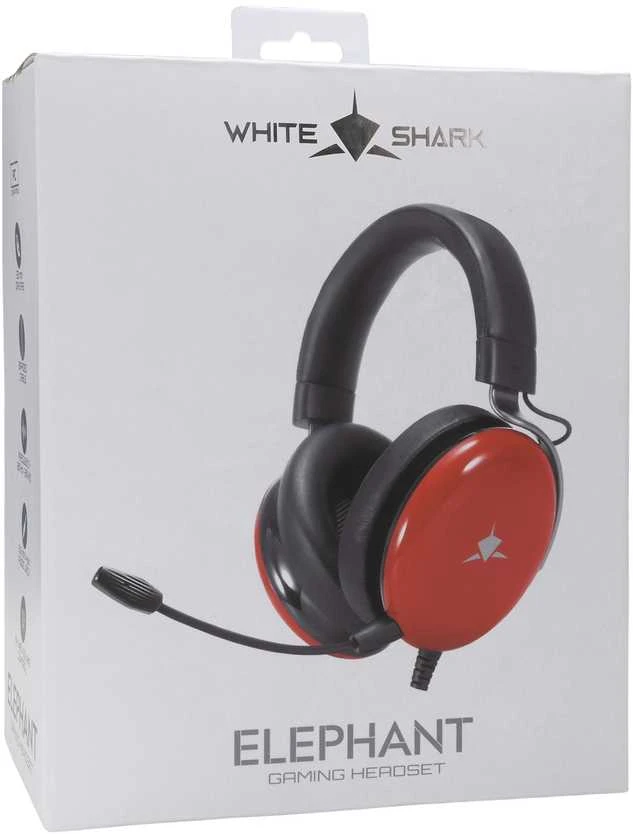 Ausinės White shark Baltas Shark GH-2540 Elephant Raudona