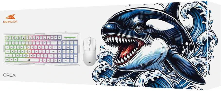 Baracuda Gaming membraninė klaviatūra su pele ORCA Gaming Combo, US išdėstymas, baltos spalvos (BGC-011)