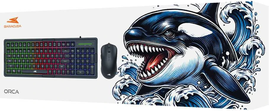 Baracuda Gaming membraninė klaviatūra su pele ORCA Gaming Combo, US išdėstymas, juodos spalvos (BGC-011)