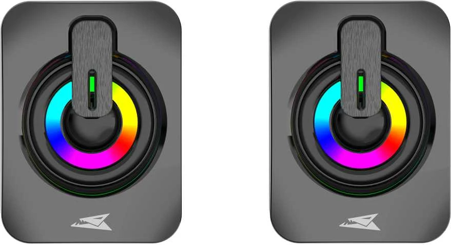 Kompiuterio kolonėlės Baracuda Stereo kolonėlės 2.0 SEASHELL, LED, juodos spalvos (BGSP-011)