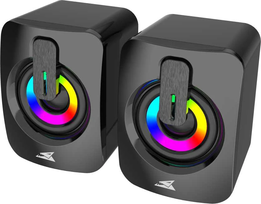 Kompiuterio kolonėlės Baracuda Stereo kolonėlės 2.0 SEASHELL, LED, juodos spalvos (BGSP-011)