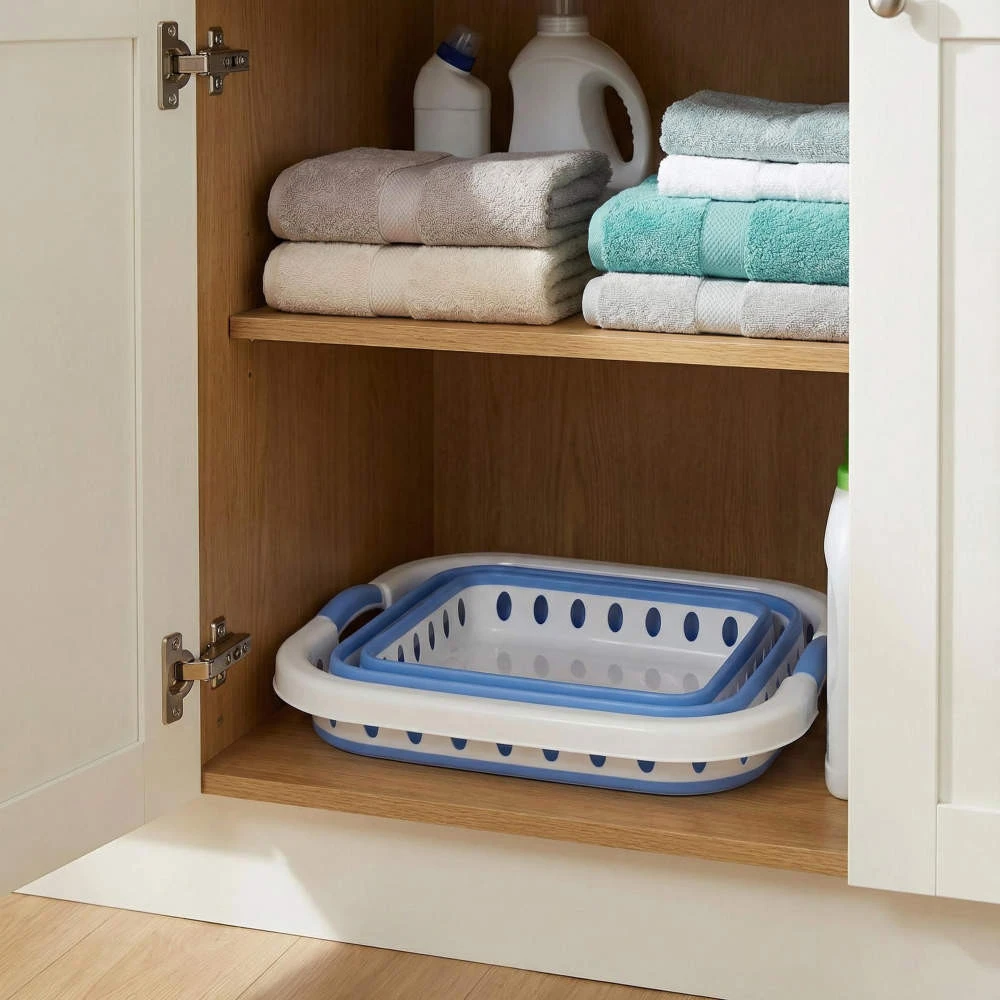 Beldray LA00000152EU7 40L Collapsible Laundry Basket, Baltas/Mėlyna