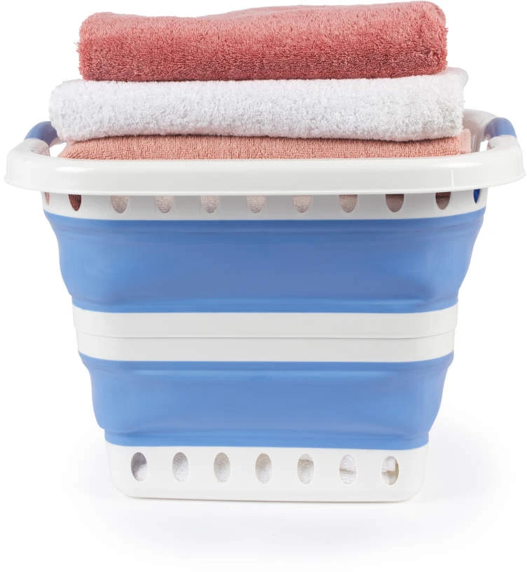 Beldray LA00000152EU7 40L Collapsible Laundry Basket, Baltas/Mėlyna