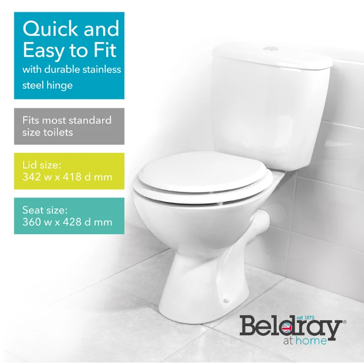 Beldray LA032355WFPEU7 medinė klozeto sėdynė, Baltas