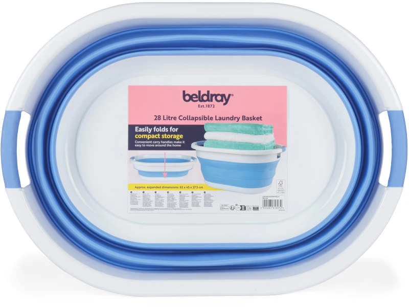 Beldray LA034816CRNFPEU7 Collapsible Laundry Basket 28L Baltas/Mėlyna