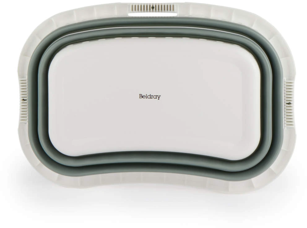 Beldray LA072979GRNFEU7 Collapsible Hip Hugger Laundry Basket 37 L, Baltas/Pilkas
