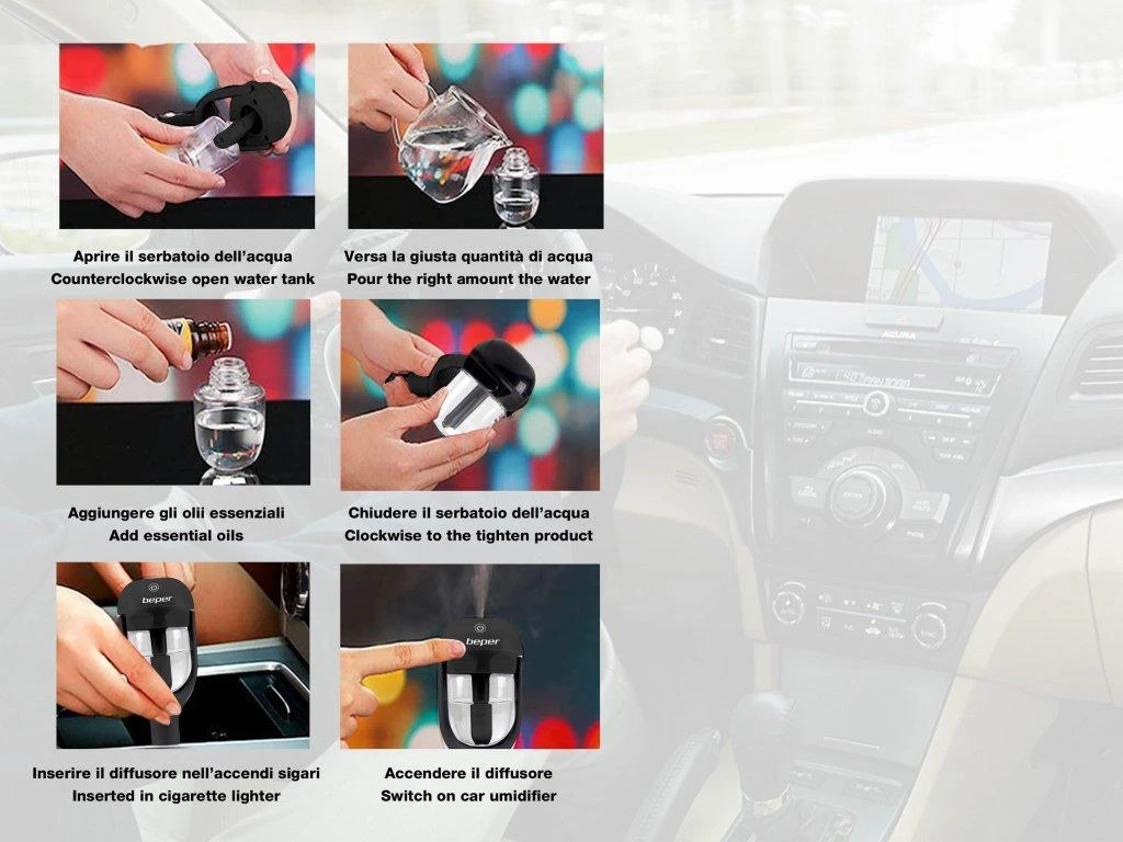 Beper P205DIF100 automobilinio difuzoriaus naudojimo instrukcija