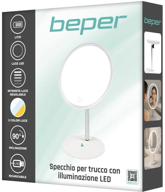 Įkraunamas kosmetinis veidrodis su LED apšvietimu „Beper“ P302VIS051