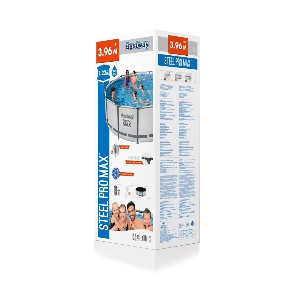 Rėminis baseinas 13 FT 396 x 122 cm plieno Pro Max BESTWAY