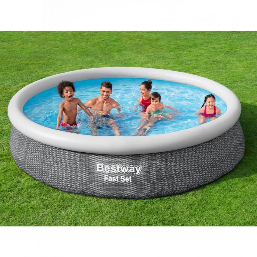 Bestway Fast Set baseinas su pilku rotango raštu