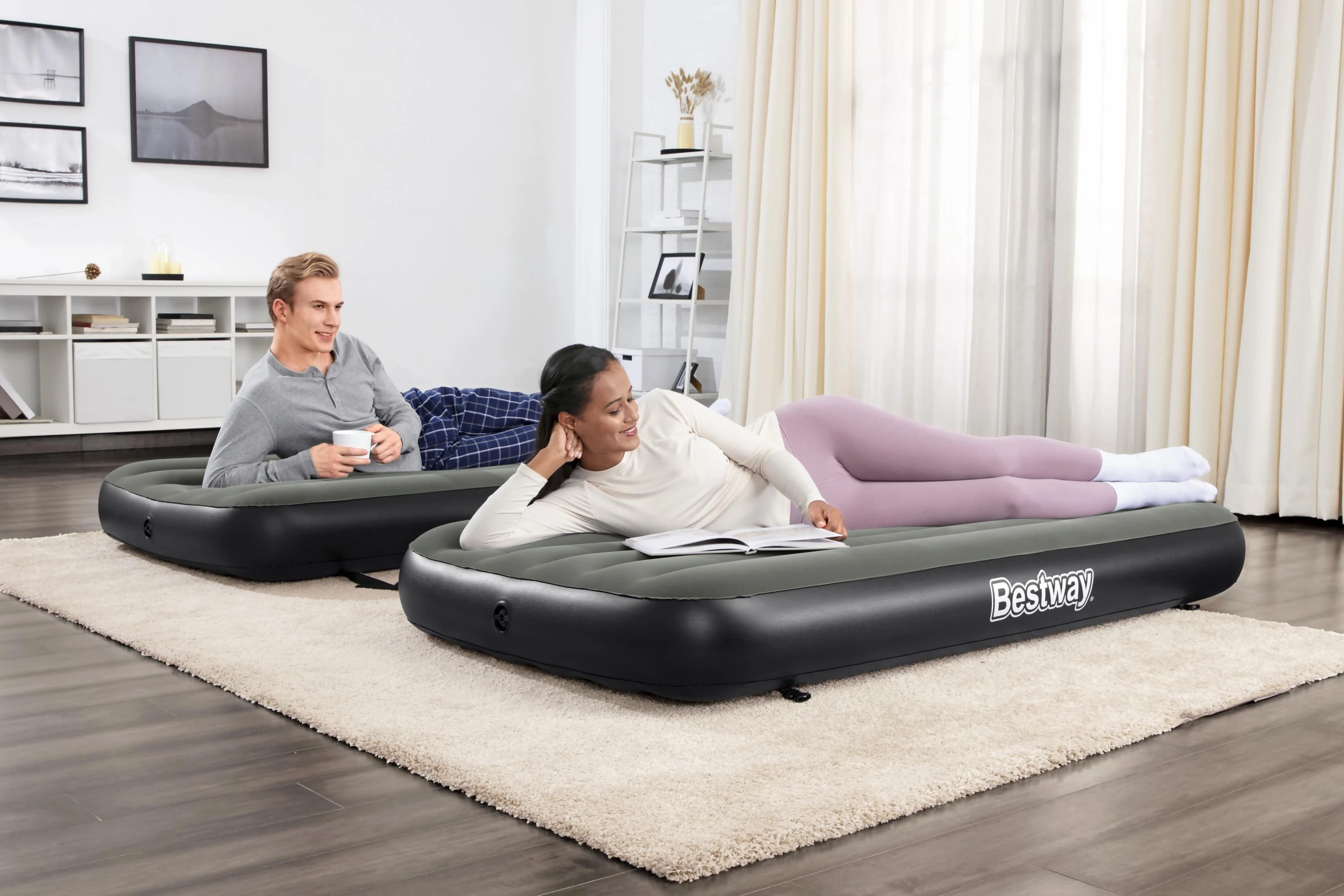 Bestway 3-1 Pripučiamas čiužinys, juodas ir pilkas, 188x99x25cm