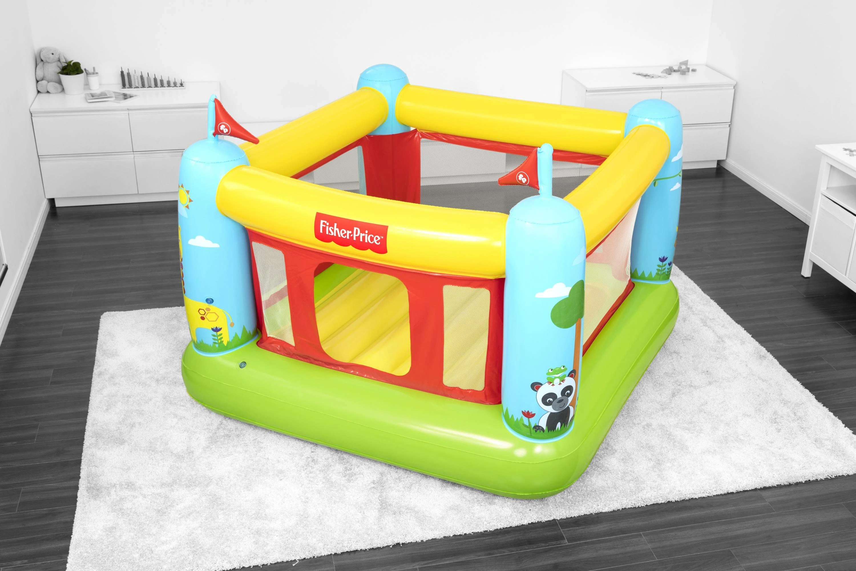 BESTWAY Fisher-Price pripučiamas batutas, 1.75m x 1.73m x 1.35m, 93553
