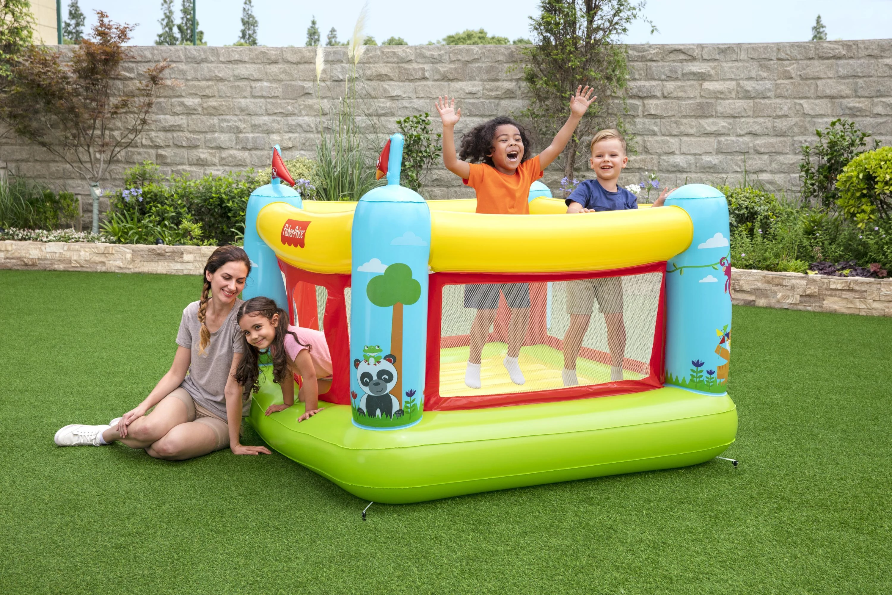 BESTWAY Fisher-Price pripučiamas batutas, 1.75m x 1.73m x 1.35m, 93553