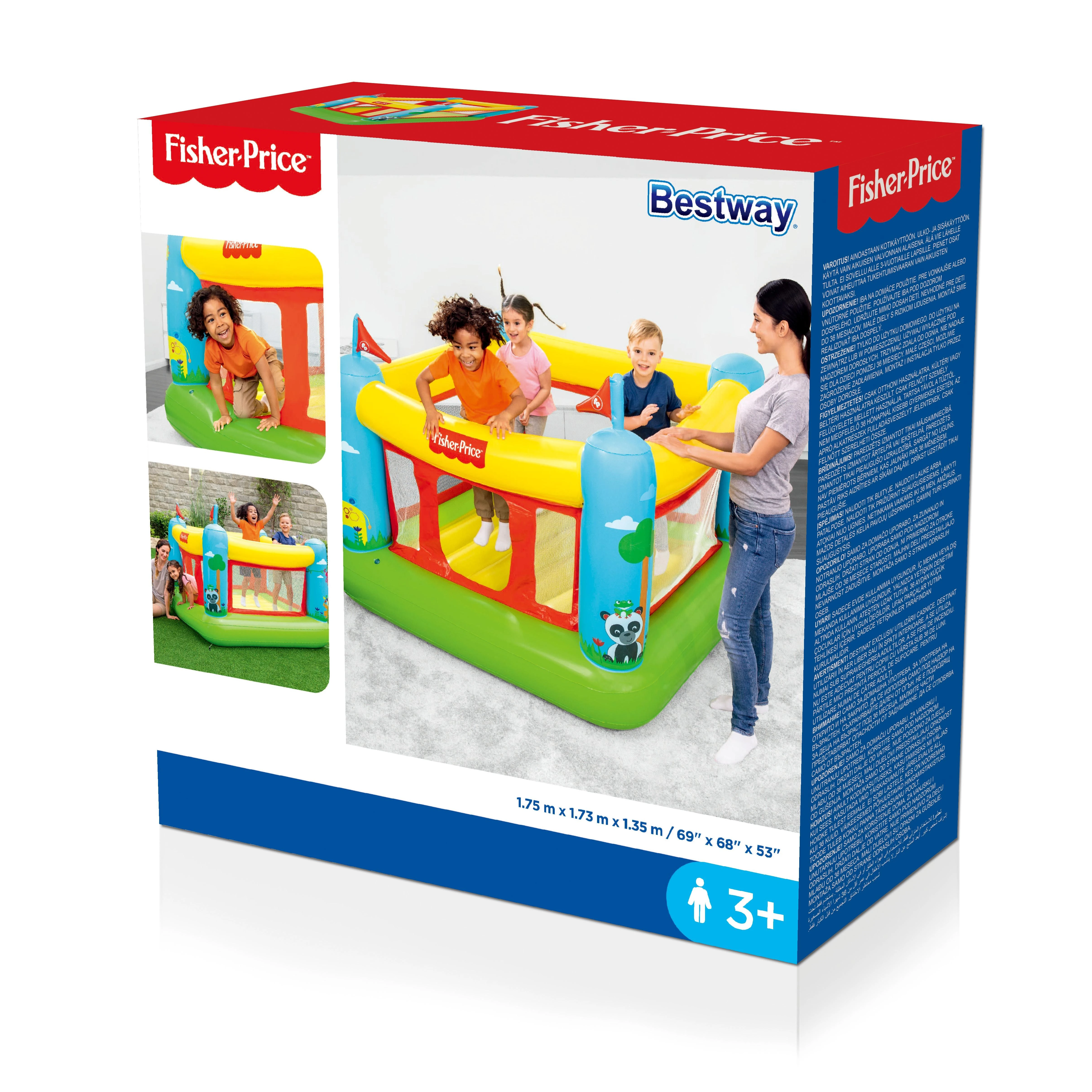 BESTWAY Fisher-Price pripučiamas batutas, 1.75m x 1.73m x 1.35m, 93553
