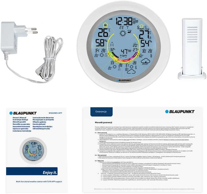 BLAUPUNKT WS60WH APP WEATHER STATION, Baltas
