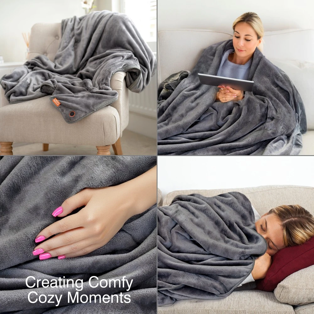 Bodi-Tek BT-BLHT-EU/1.0 COZY jaukus šildomas užtiesalas 130 x 160 cm, pilkas