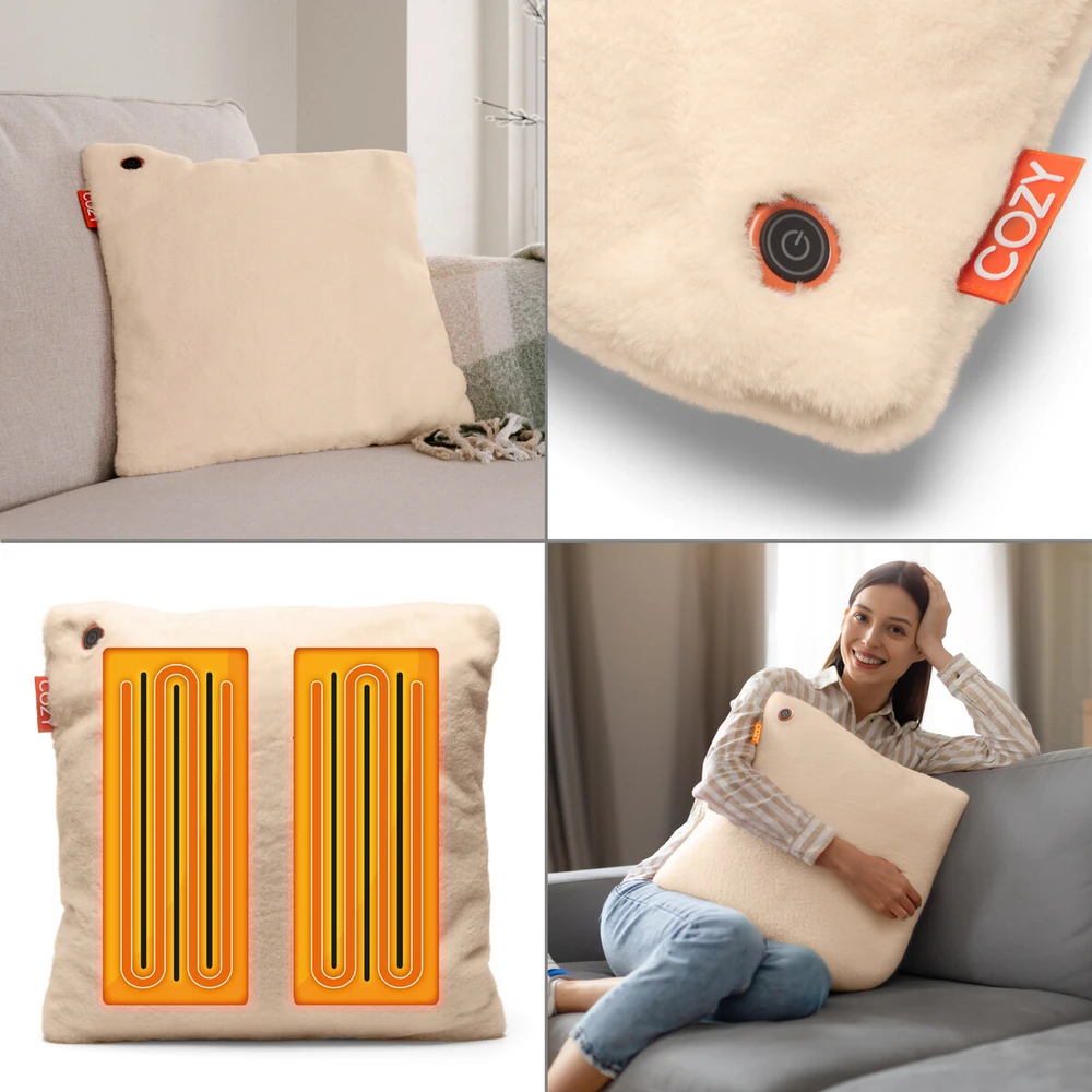 Bodi-Tek BT-CSHT2-F-BG-PB10 COZY Una šildoma pagalvėlė ir išorinė baterija 10000 mAh, rusvai geltona