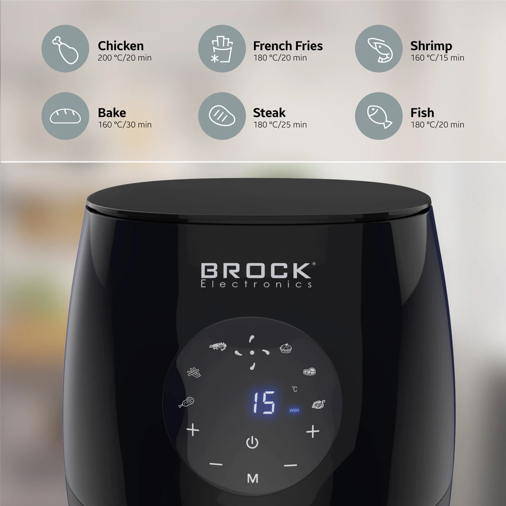 AFD 3502 BK Skaitmeninė oro gruzdintuvė BROCK AFD 3502 BK 3.5L, 1200W
