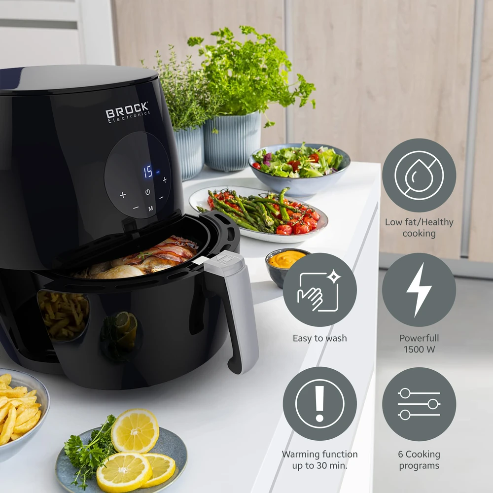 AFD 3502 BK Skaitmeninė oro gruzdintuvė BROCK AFD 3502 BK 3.5L, 1200W
