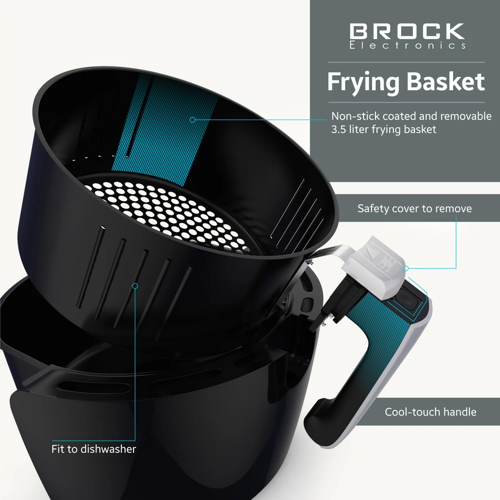 AFD 3502 BK Skaitmeninė oro gruzdintuvė BROCK AFD 3502 BK 3.5L, 1200W
