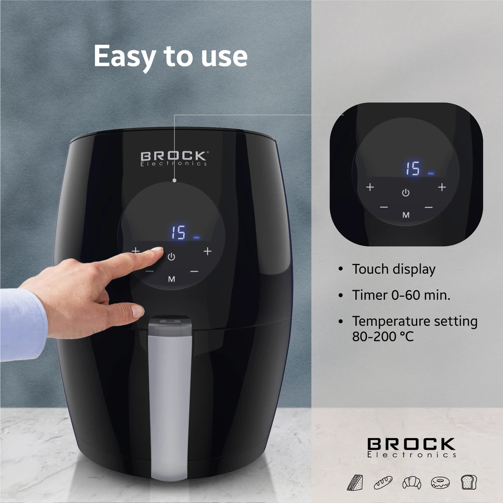 AFD 3502 BK Skaitmeninė oro gruzdintuvė BROCK AFD 3502 BK 3.5L, 1200W
