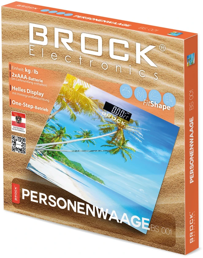 BS 001 Kūno svarstyklės BROCK BS 001 2xAAA baterijos (pridedamos), 30*30 cm