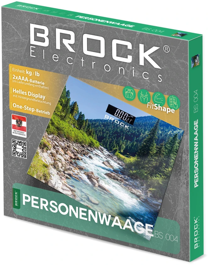BS 004 Kūno svarstyklės BROCK BS 004 2xAAA baterijos (pridedamos) 30*30 cm