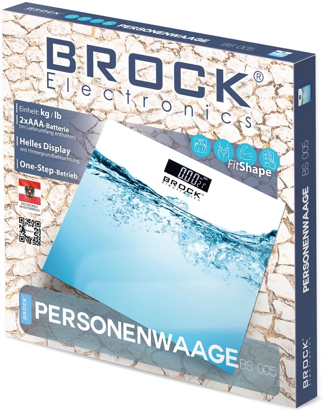 BS 005 Kūno svarstyklės BROCK BS 005 2xAAA baterijos (pridedamos) 30*30 cm