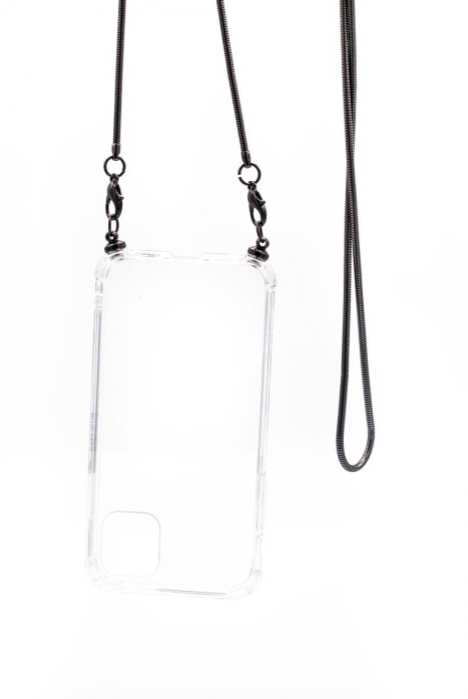 Dėklas Evelatus Samsung Galaxy A20e Silicone Transparent with Necklace TPU Strap Space Gray