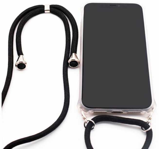 Dėklas Evelatus Samsung A40s Case with rope Juodas Transparent