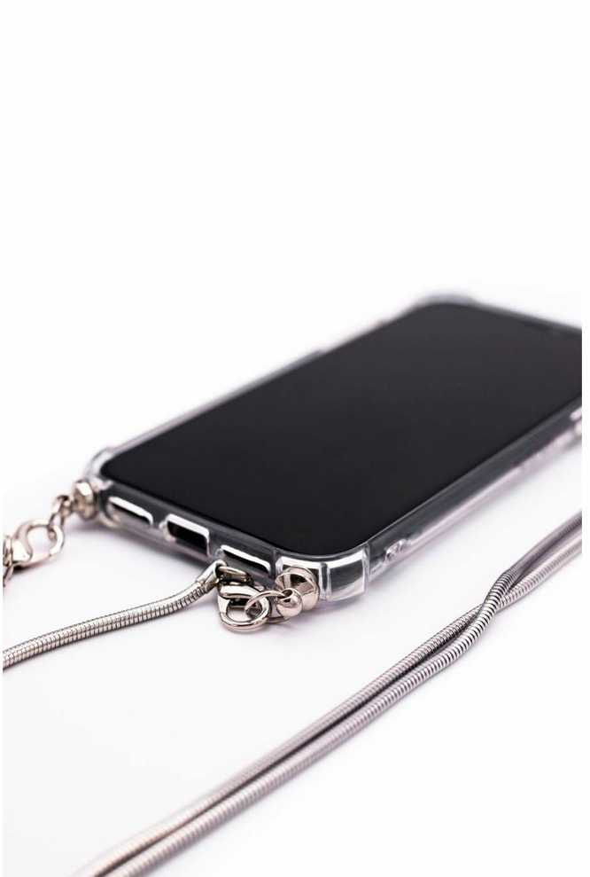 Dėklas Evelatus Xiaomi Redmi 7 Silicone Transparent with Necklace TPU Strap Sidabrinis