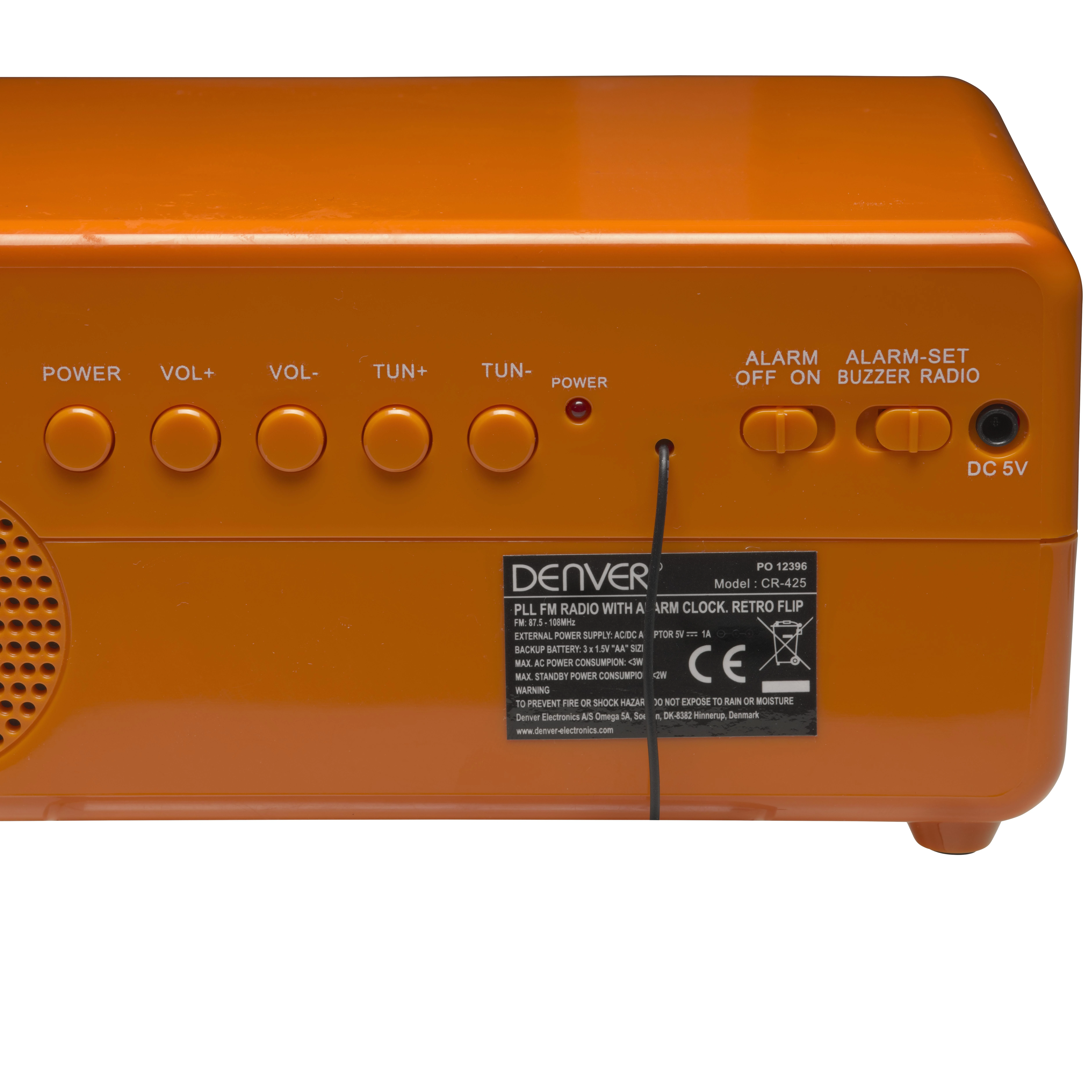 Denver CR-425 radijo imtuvas Laikrodis Analoginis ir skaitmeninis Oranžinė
