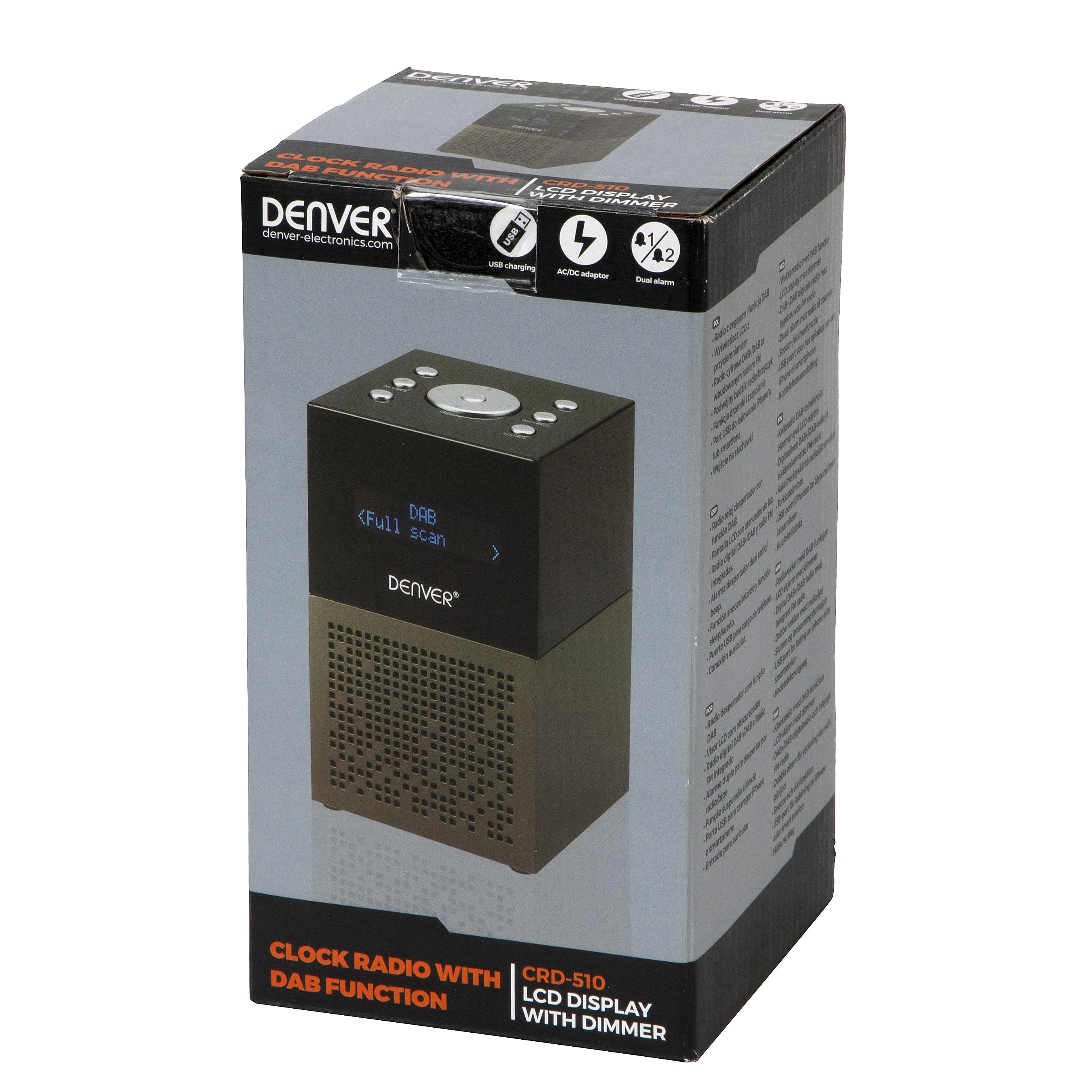 Denver CRD-510 radijo imtuvas Laikrodis Analoginis ir skaitmeninis Juoda, Metalinis