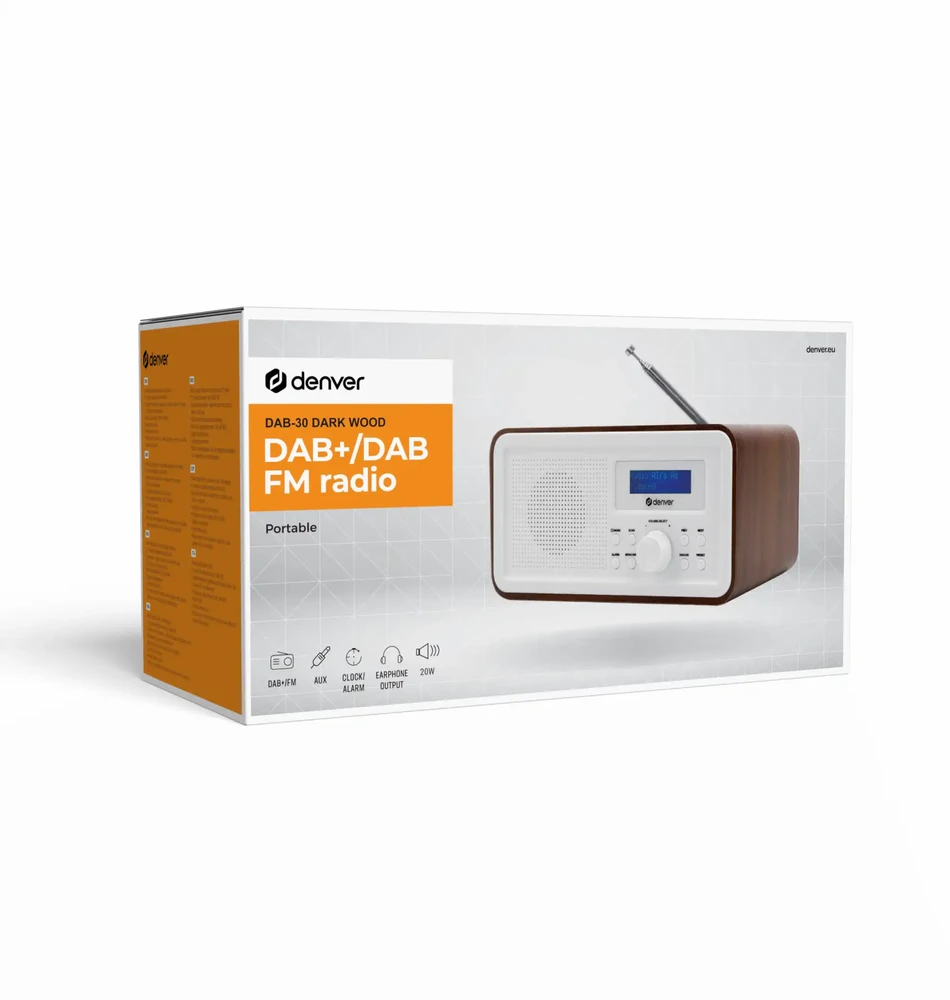 Dark Radijas DAB+/FM Denver DAB-30DW tamsaus medžio
