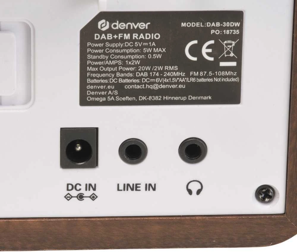 Dark Radijas DAB+/FM Denver DAB-30DW tamsaus medžio