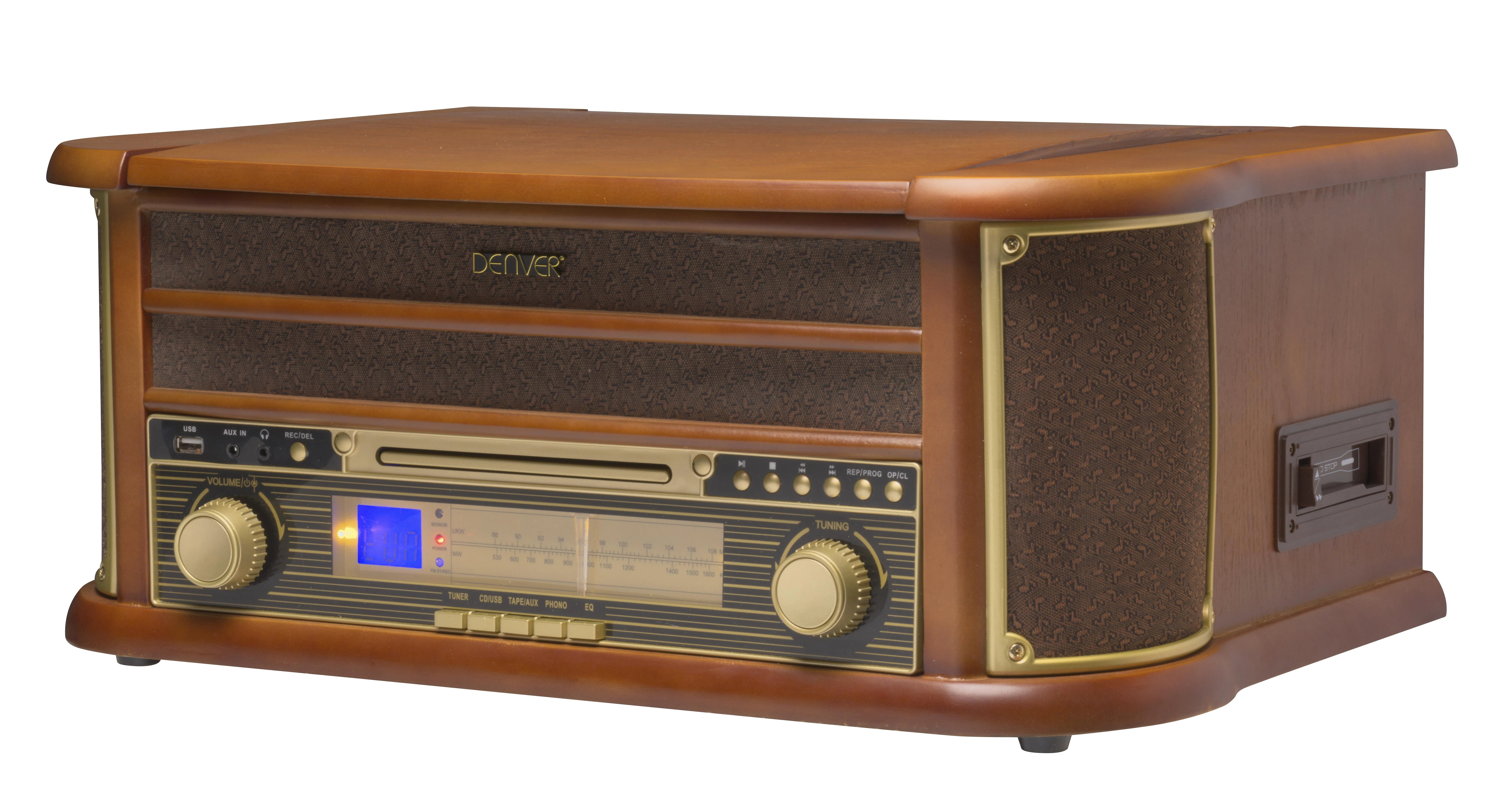 Patefonas Denver MCR-50 su radijo ir kasečių funkcija, rudas