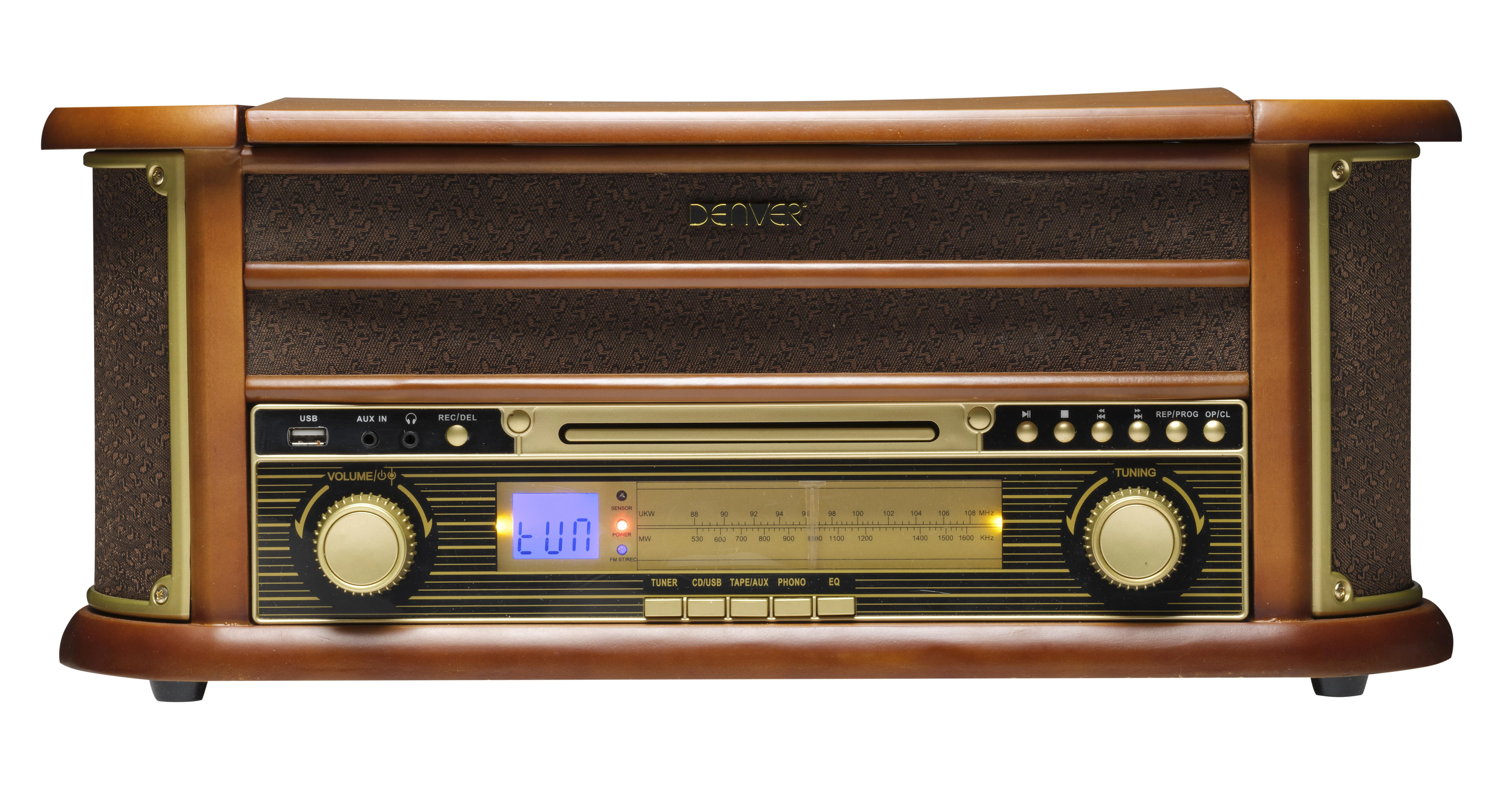 Patefonas Denver MCR-50 su radijo ir kasečių funkcija, rudas