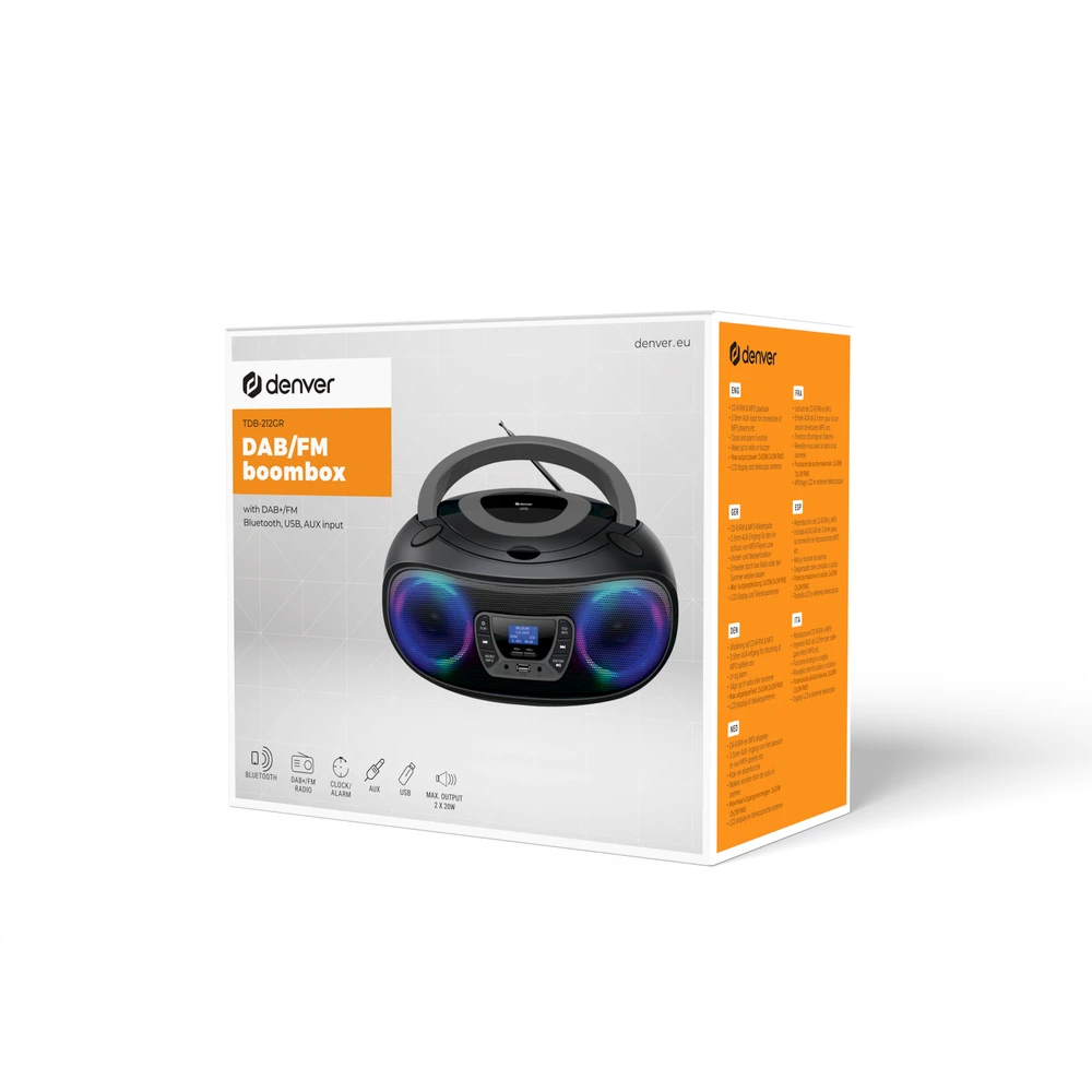 Boombox Denver TDB-212BU pilka
