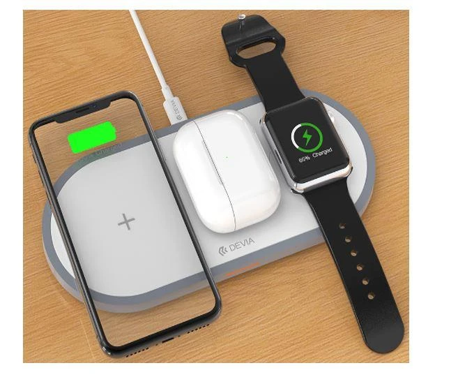 Devia 3In1 Charger for smart phone & Applewatch & Earphone V4 (10W) baltas
