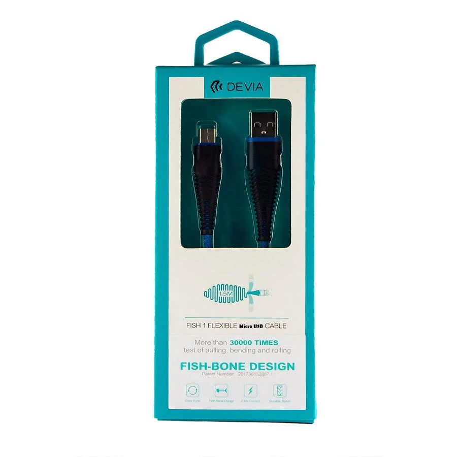 Devia Mėlynas „Micro USB“ įkrovimo laidas, 1,5 m, 2,4 A