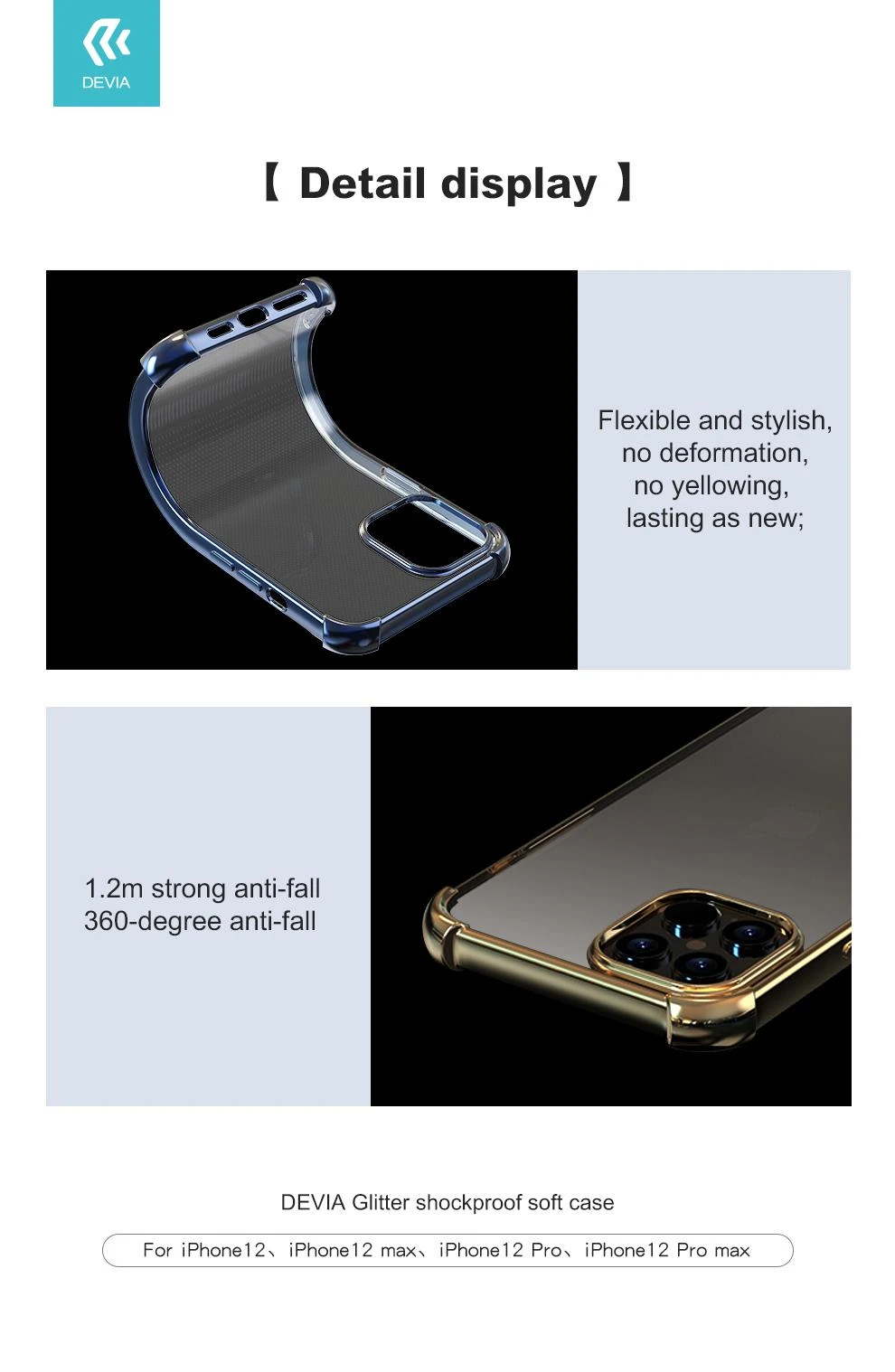 Devia Juodas „iPhone 12 mini“ dėklas su apsauga nuo smūgių