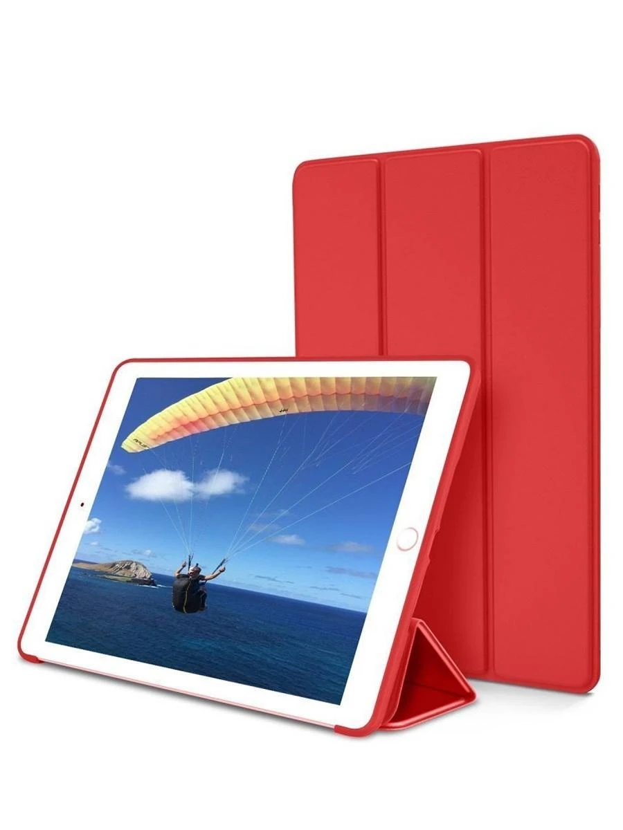 Raudonas odinis planšetinio kompiuterio dėklas Devia su vieta pieštukui, skirtas iPad Air (2019) ir iPad Pro 10.5