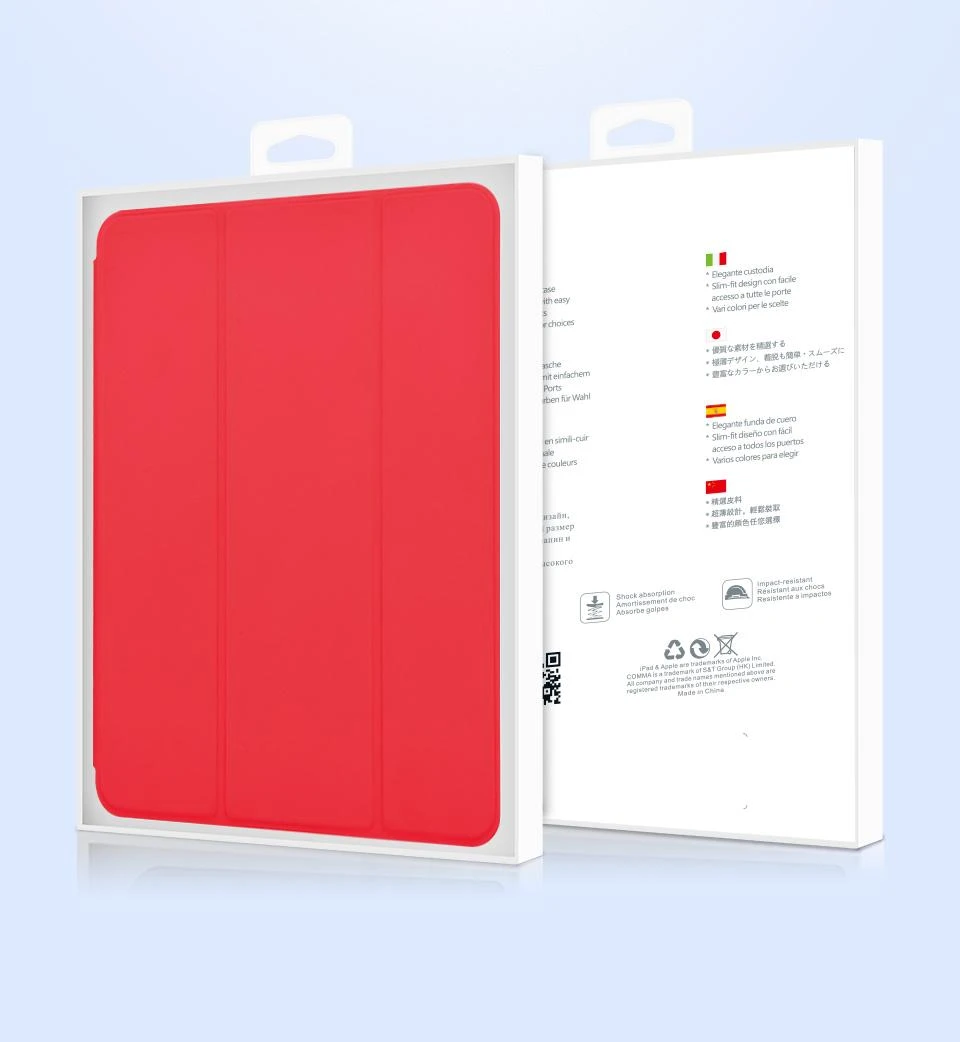Raudonas odinis planšetinio kompiuterio dėklas Devia su vieta pieštukui, skirtas iPad Air (2019) ir iPad Pro 10.5