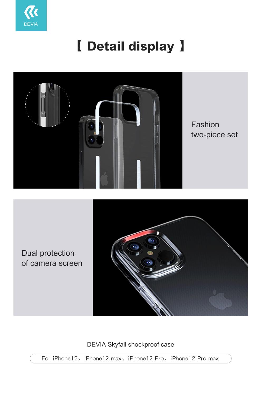 Dėklas Devia Balta smūgiams atspari dėklė iPhone 12 Pro Max