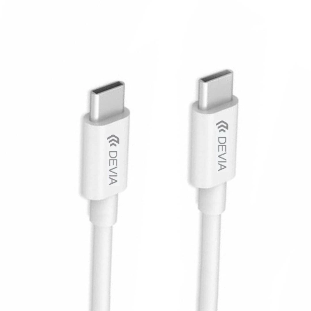 USB laidas Devia Smart PD iš Type-C į Type-C 20V 3.0A 60W baltas