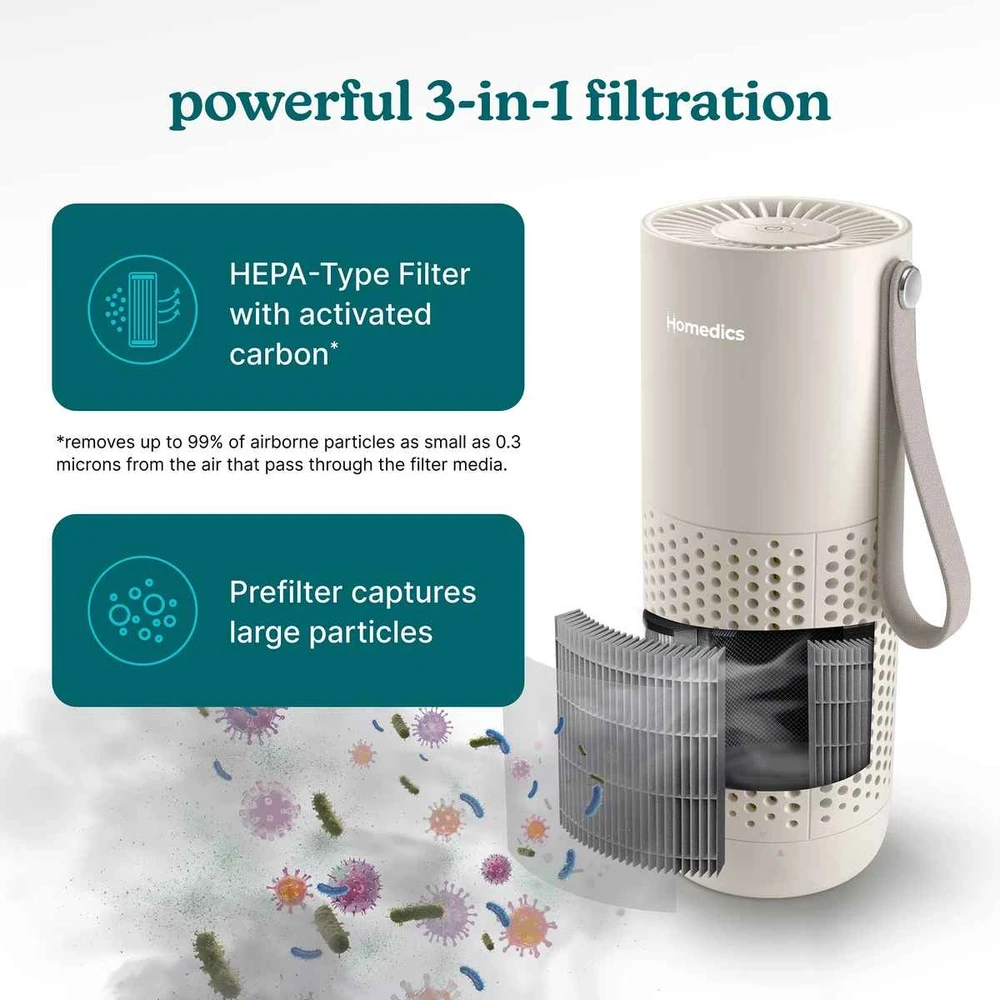 Drėkintuvas Homedics AP-P59BG-WW Whisper Pure Mini Air Purifier